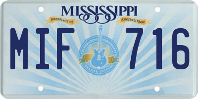 MS license plate MIF716