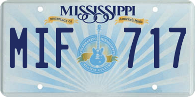 MS license plate MIF717