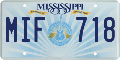 MS license plate MIF718