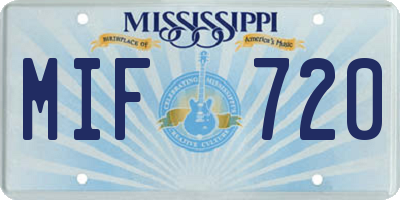 MS license plate MIF720