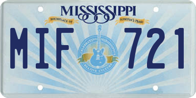 MS license plate MIF721