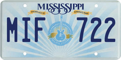 MS license plate MIF722