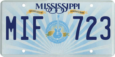 MS license plate MIF723