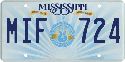 MS license plate MIF724
