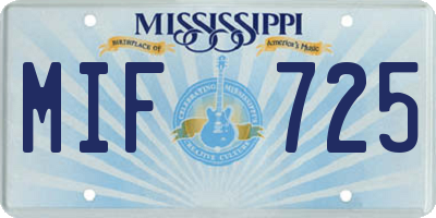 MS license plate MIF725