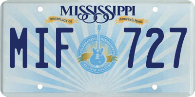 MS license plate MIF727