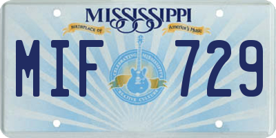 MS license plate MIF729