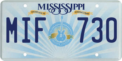 MS license plate MIF730