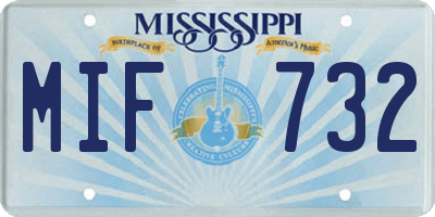 MS license plate MIF732