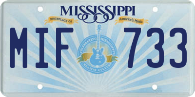 MS license plate MIF733