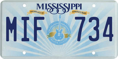MS license plate MIF734