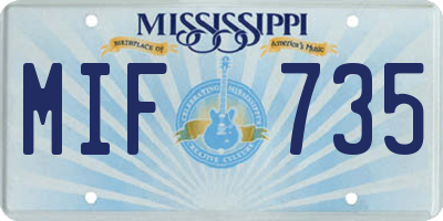 MS license plate MIF735
