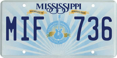 MS license plate MIF736