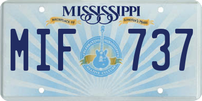 MS license plate MIF737