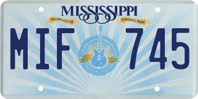 MS license plate MIF745
