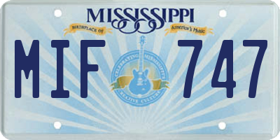 MS license plate MIF747