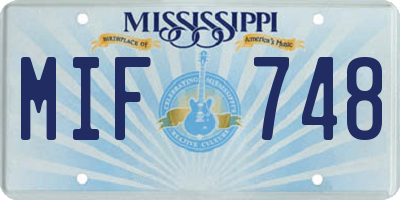 MS license plate MIF748
