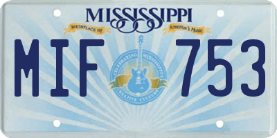 MS license plate MIF753