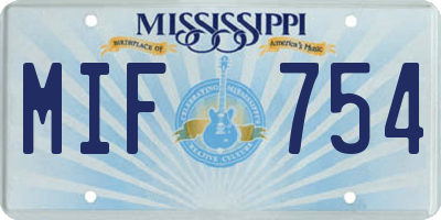 MS license plate MIF754
