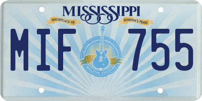 MS license plate MIF755
