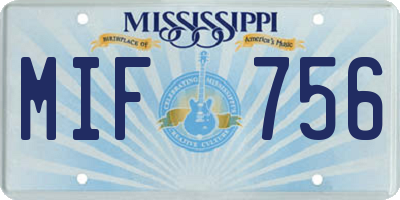 MS license plate MIF756
