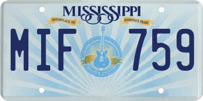 MS license plate MIF759