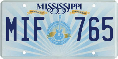 MS license plate MIF765