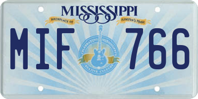 MS license plate MIF766