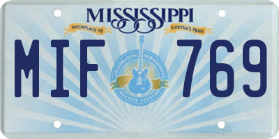 MS license plate MIF769