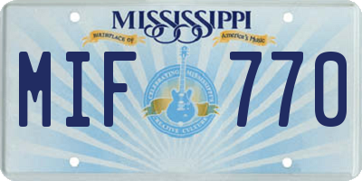 MS license plate MIF770