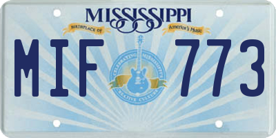MS license plate MIF773