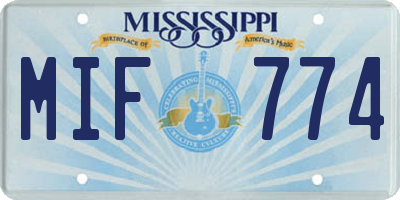 MS license plate MIF774