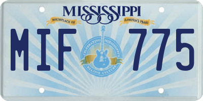 MS license plate MIF775