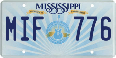 MS license plate MIF776
