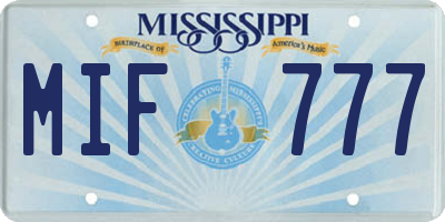 MS license plate MIF777