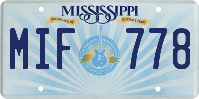 MS license plate MIF778