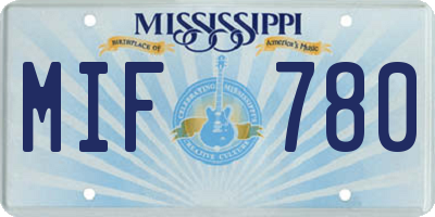 MS license plate MIF780