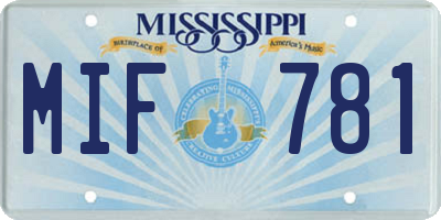 MS license plate MIF781