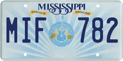 MS license plate MIF782