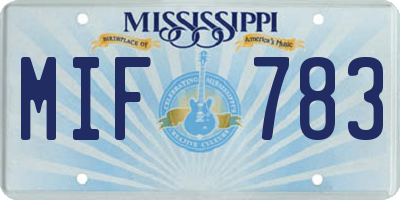 MS license plate MIF783