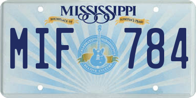 MS license plate MIF784