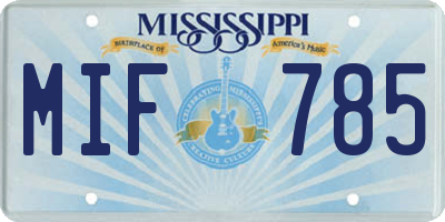 MS license plate MIF785