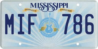 MS license plate MIF786