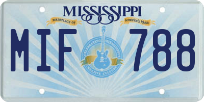 MS license plate MIF788