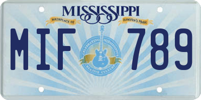 MS license plate MIF789
