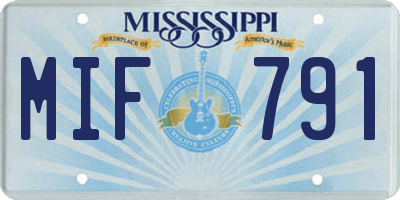 MS license plate MIF791