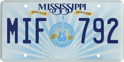MS license plate MIF792