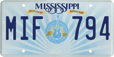 MS license plate MIF794