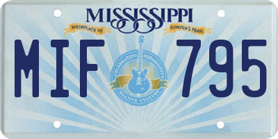 MS license plate MIF795