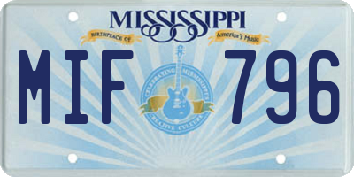 MS license plate MIF796